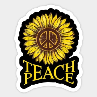 Teach Peace T-shirt Sunflower teach peace teacher lover Sticker